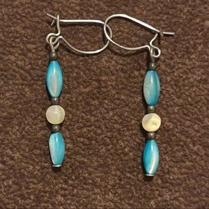 Baby Blue & White Dangle Earrings